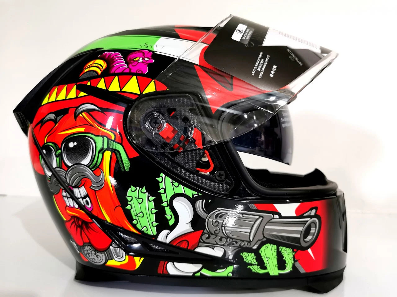 CASCĂ MOTO INTEGRALĂ Pistol -ROSU/VERDE