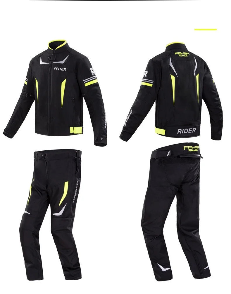 Costum moto all season negru/neon MR4